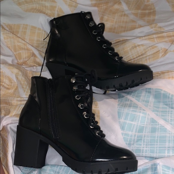 Black Lace Up Boots - Picture 1 of 2